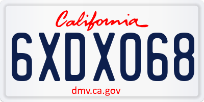CA license plate 6XDX068