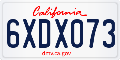 CA license plate 6XDX073