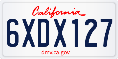 CA license plate 6XDX127