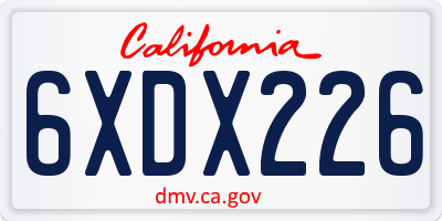 CA license plate 6XDX226