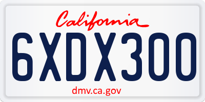 CA license plate 6XDX300