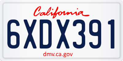 CA license plate 6XDX391