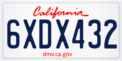 CA license plate 6XDX432