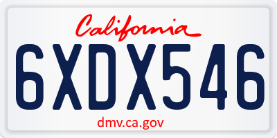 CA license plate 6XDX546