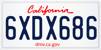CA license plate 6XDX686