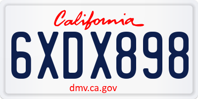 CA license plate 6XDX898