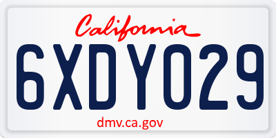 CA license plate 6XDY029