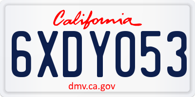 CA license plate 6XDY053