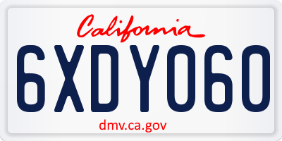 CA license plate 6XDY060