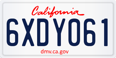 CA license plate 6XDY061