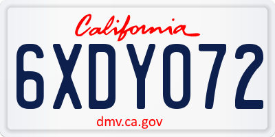 CA license plate 6XDY072