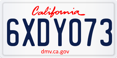 CA license plate 6XDY073