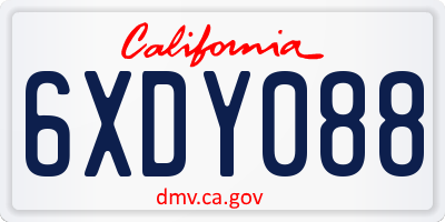 CA license plate 6XDY088