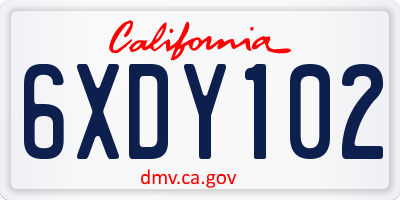 CA license plate 6XDY102