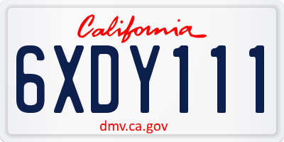 CA license plate 6XDY111