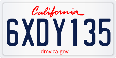 CA license plate 6XDY135
