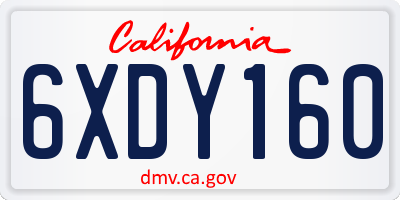 CA license plate 6XDY160