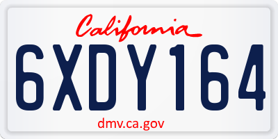 CA license plate 6XDY164