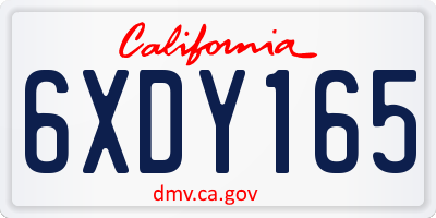CA license plate 6XDY165