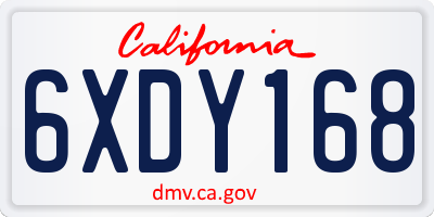 CA license plate 6XDY168