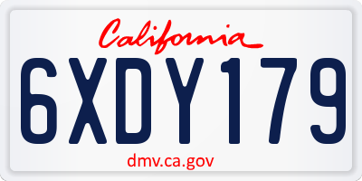 CA license plate 6XDY179