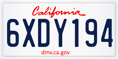 CA license plate 6XDY194