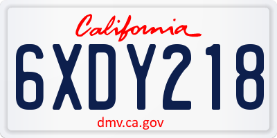 CA license plate 6XDY218