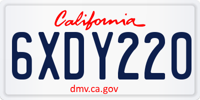 CA license plate 6XDY220