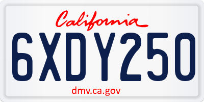 CA license plate 6XDY250
