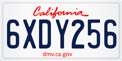 CA license plate 6XDY256