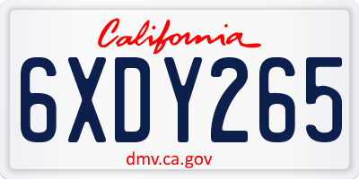 CA license plate 6XDY265