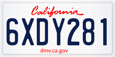 CA license plate 6XDY281