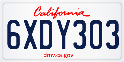 CA license plate 6XDY303