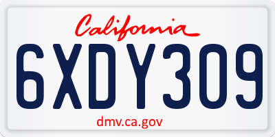 CA license plate 6XDY309