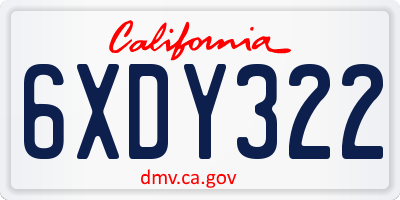 CA license plate 6XDY322