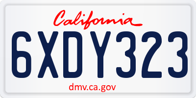 CA license plate 6XDY323