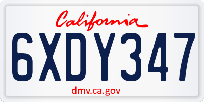 CA license plate 6XDY347