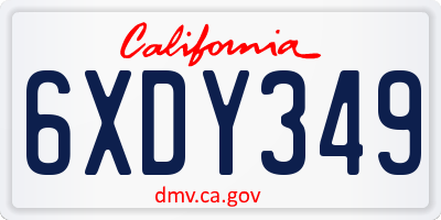 CA license plate 6XDY349