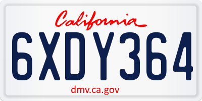 CA license plate 6XDY364
