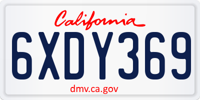 CA license plate 6XDY369