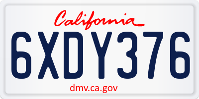 CA license plate 6XDY376