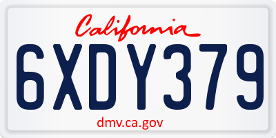 CA license plate 6XDY379