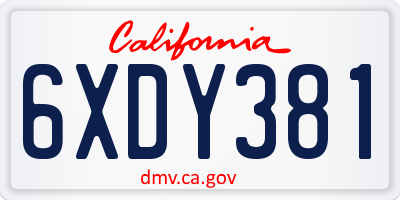CA license plate 6XDY381