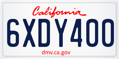 CA license plate 6XDY400