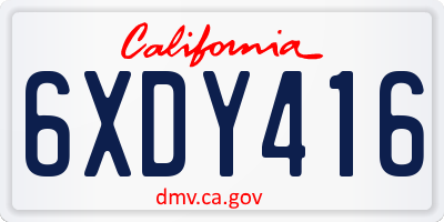 CA license plate 6XDY416