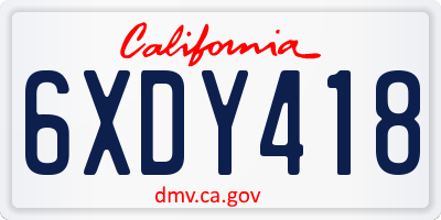 CA license plate 6XDY418