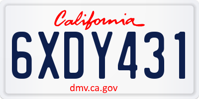 CA license plate 6XDY431
