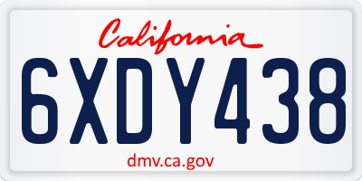 CA license plate 6XDY438