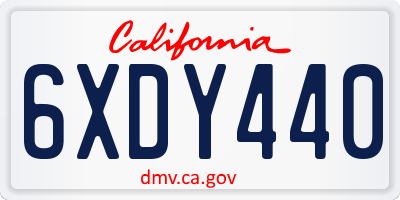 CA license plate 6XDY440