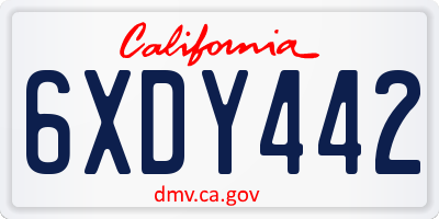 CA license plate 6XDY442